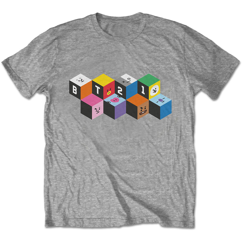 Tričko BTS - Blocks, Unisex,Šedá,M