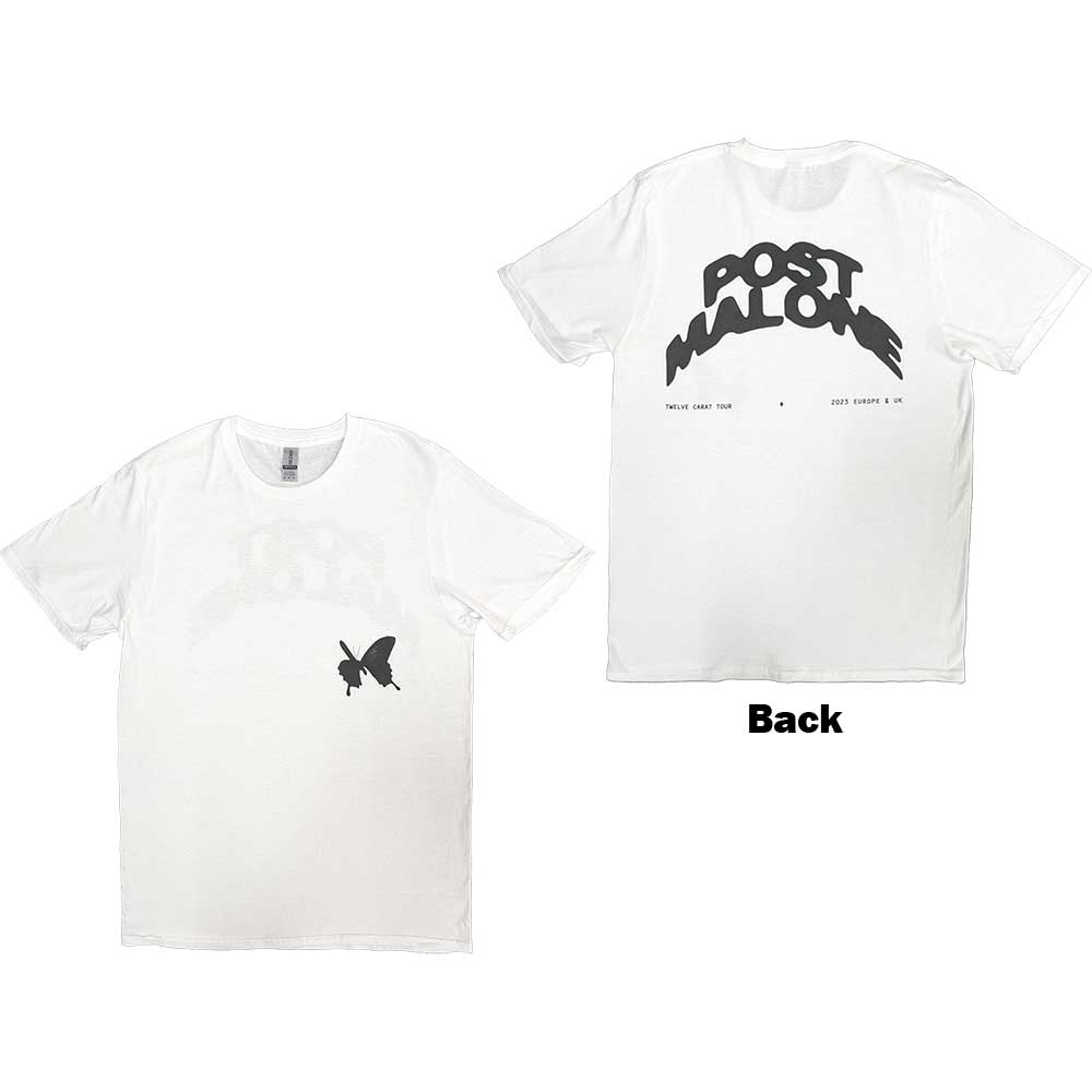 Tričko Post Malone - Curved Logo 2023 Tour, Unisex,Biela,L