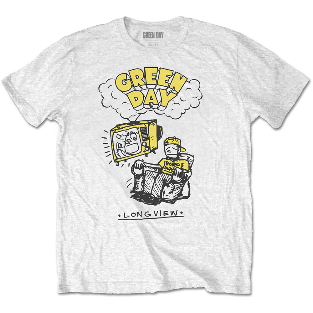 Tričko Green Day - Longview Doodle, Unisex,Biela,XXL