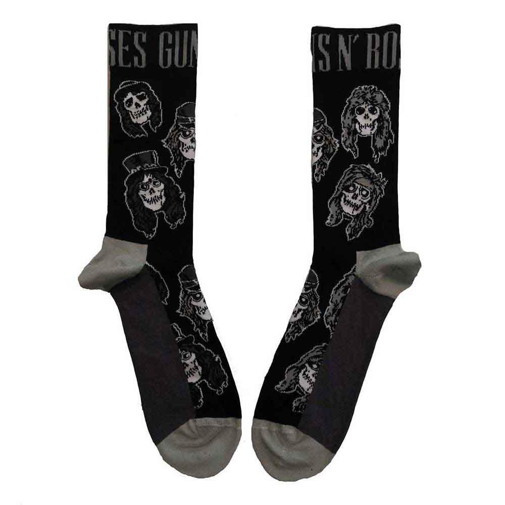 Ponožky Guns N’ Roses - Skulls Band Monochrome, Unisex,Čierna,UK 4 - 7