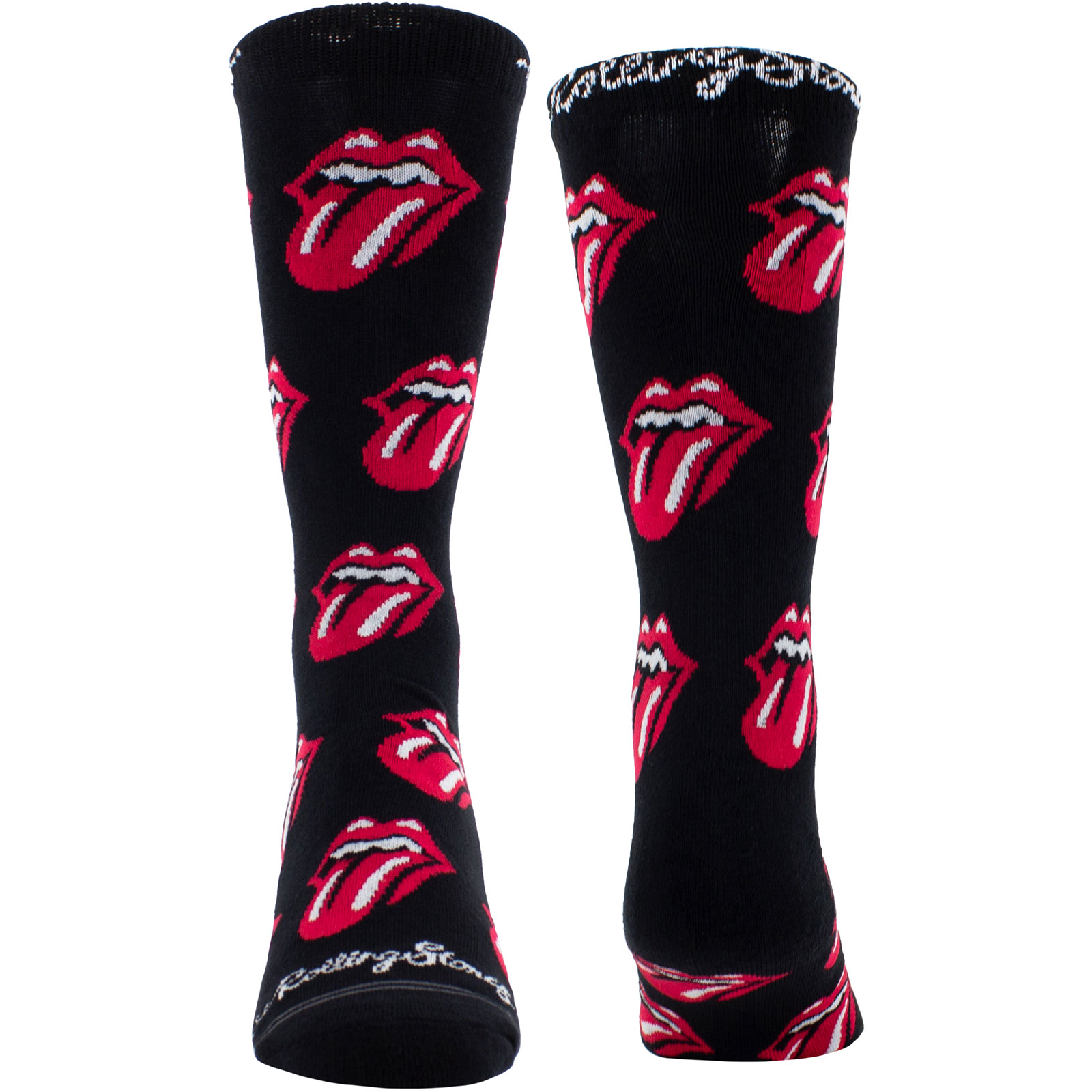 Ponožky The Rolling Stones - Unisex Crew Socks: Allover Tongues (Black) (UK Size 6.5 - 11), Unisex,Čierna,Univerzálna