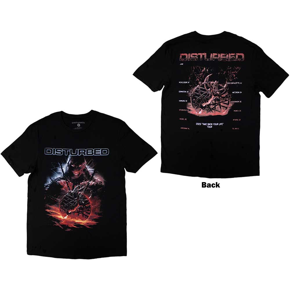 Tričko DISTURBED - European Tour '23 Medallion, Unisex,Čierna,XXL