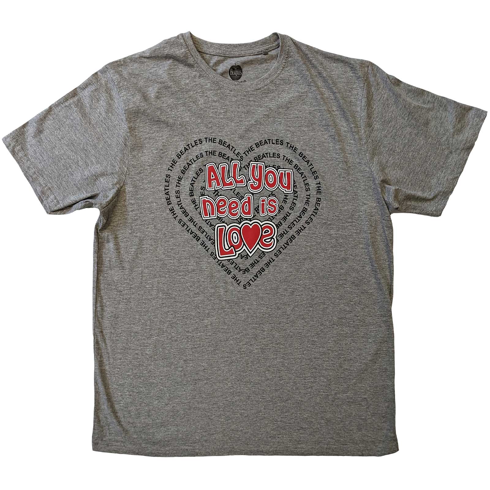Tričko The Beatles - All You Need Is Love Heart, Unisex,Šedá,XXL
