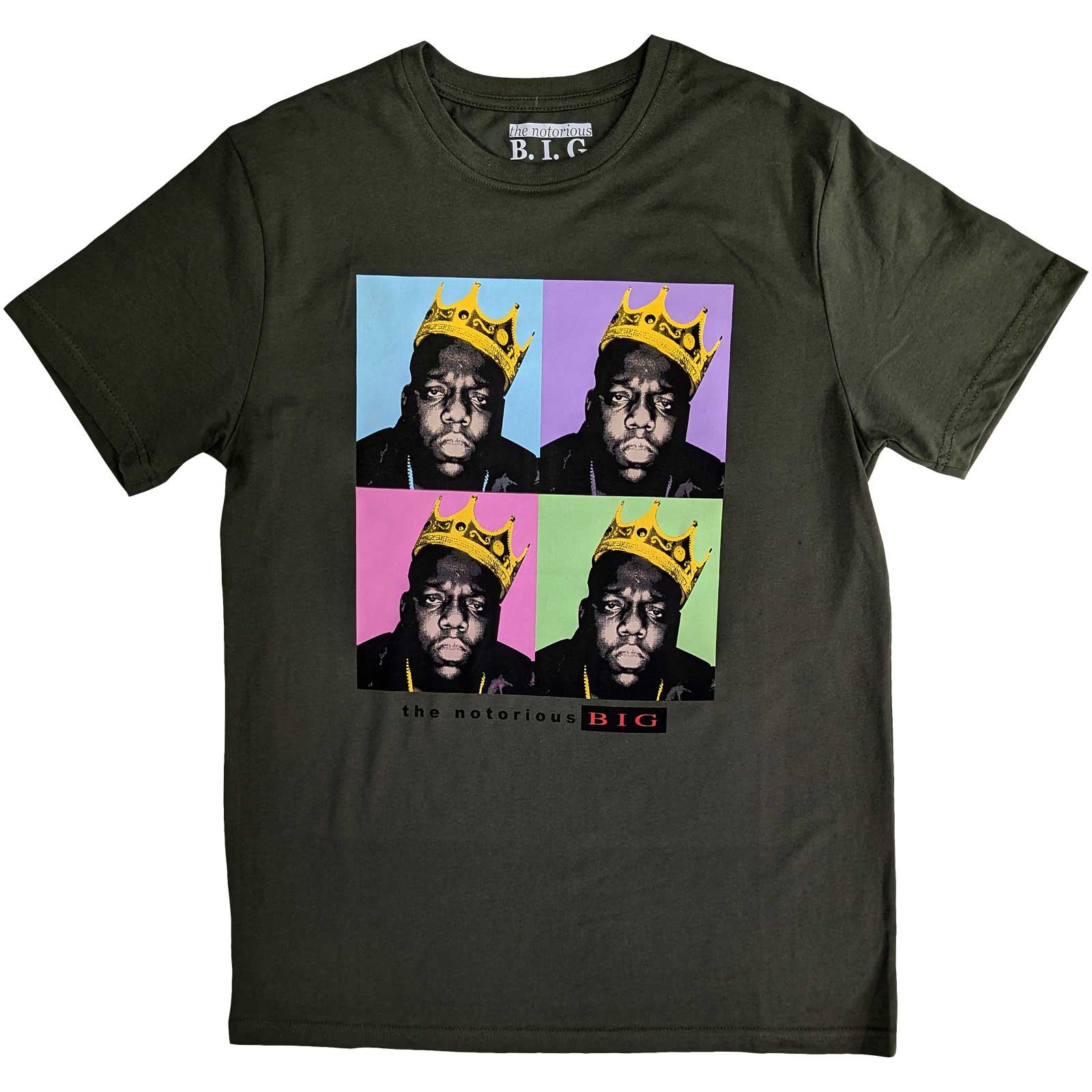 Tričko Biggie Smalls - Crown Pop Art, Unisex,Zelená,XXL