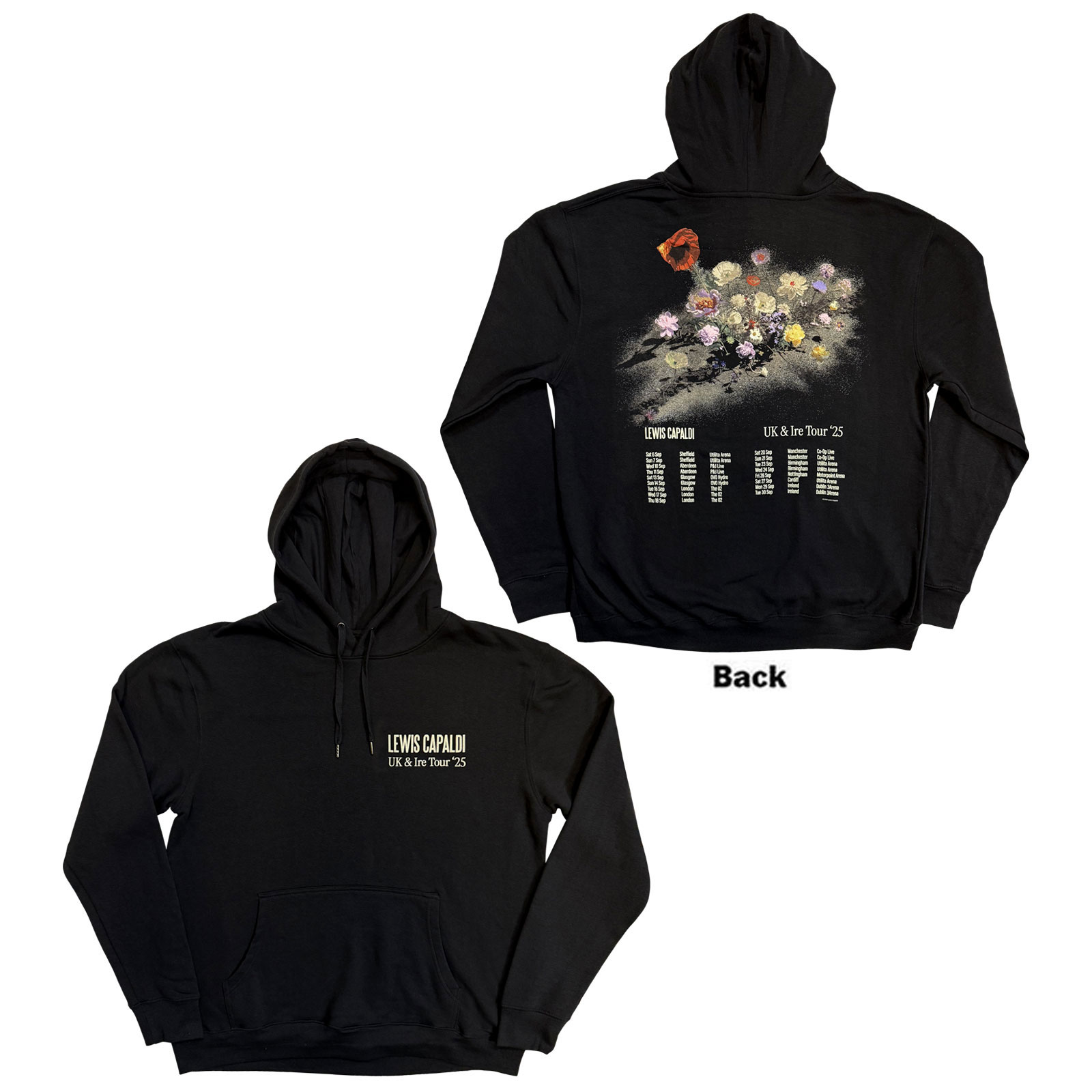 Mikina Lewis Capaldi - Flowers UK Tour '25, Unisex,Čierna,XL