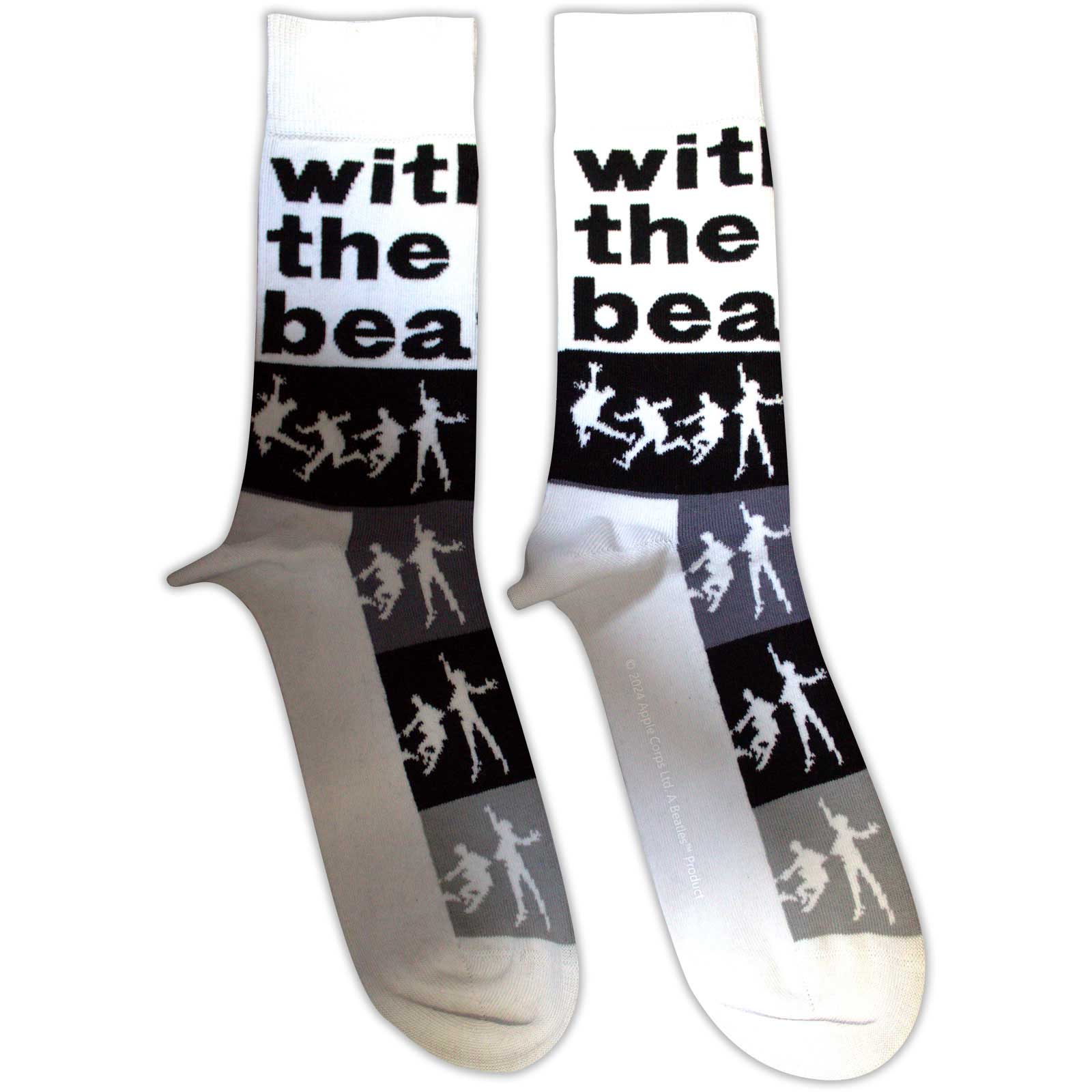 Ponožky The Beatles - With The Beatles Silhouette Stripes, Unisex,Biela,UK 7 - 11