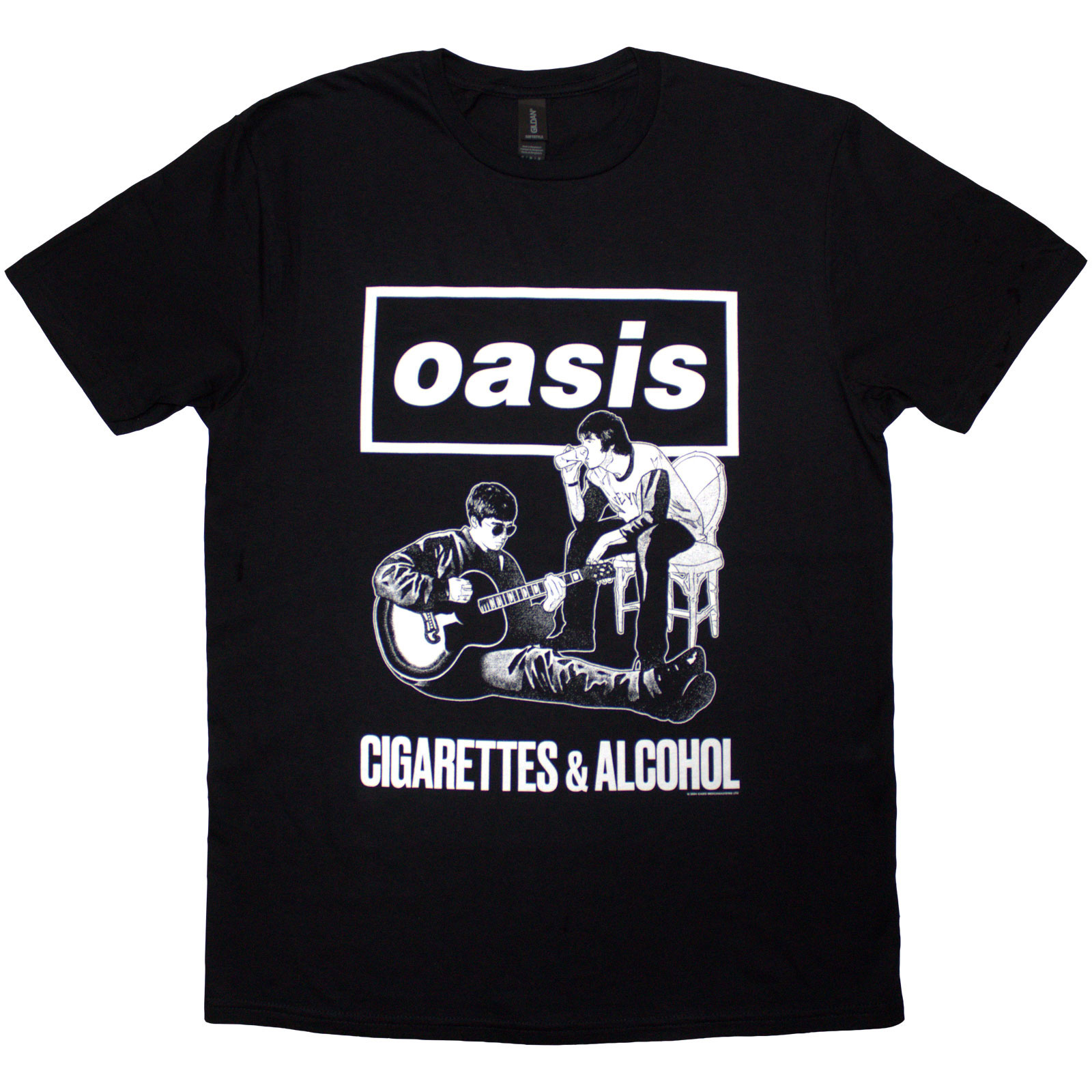 Tričko Oasis - Cigarettes & Alcohol Illustration Mono, Unisex,Čierna,M