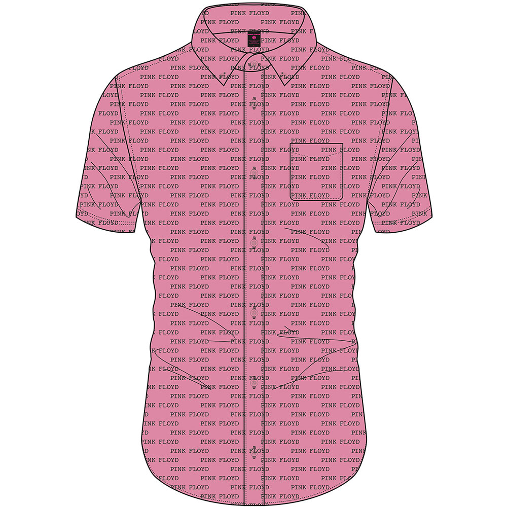 Košeľa Pink Floyd - Courier Pattern, Unisex,Ružová,XXL