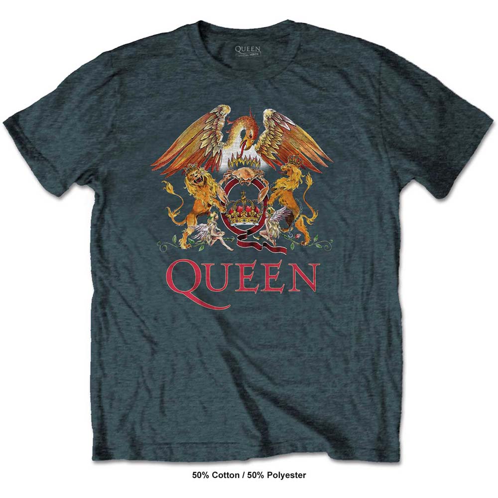 Tričko Queen - Classic Crest, Unisex,Modrá,XXL