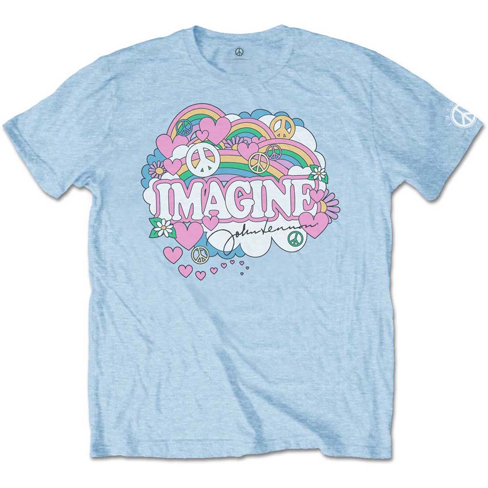Tričko John Lennon - Rainbows, Love & Peace, Unisex,Modrá,XXL