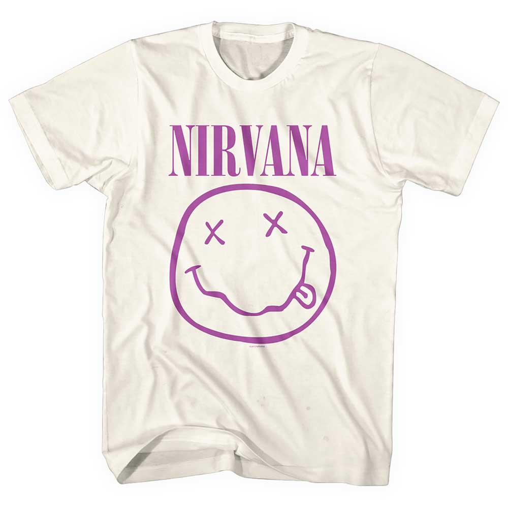 Tričko Nirvana - Purple Smiley, Unisex,Natural,XL