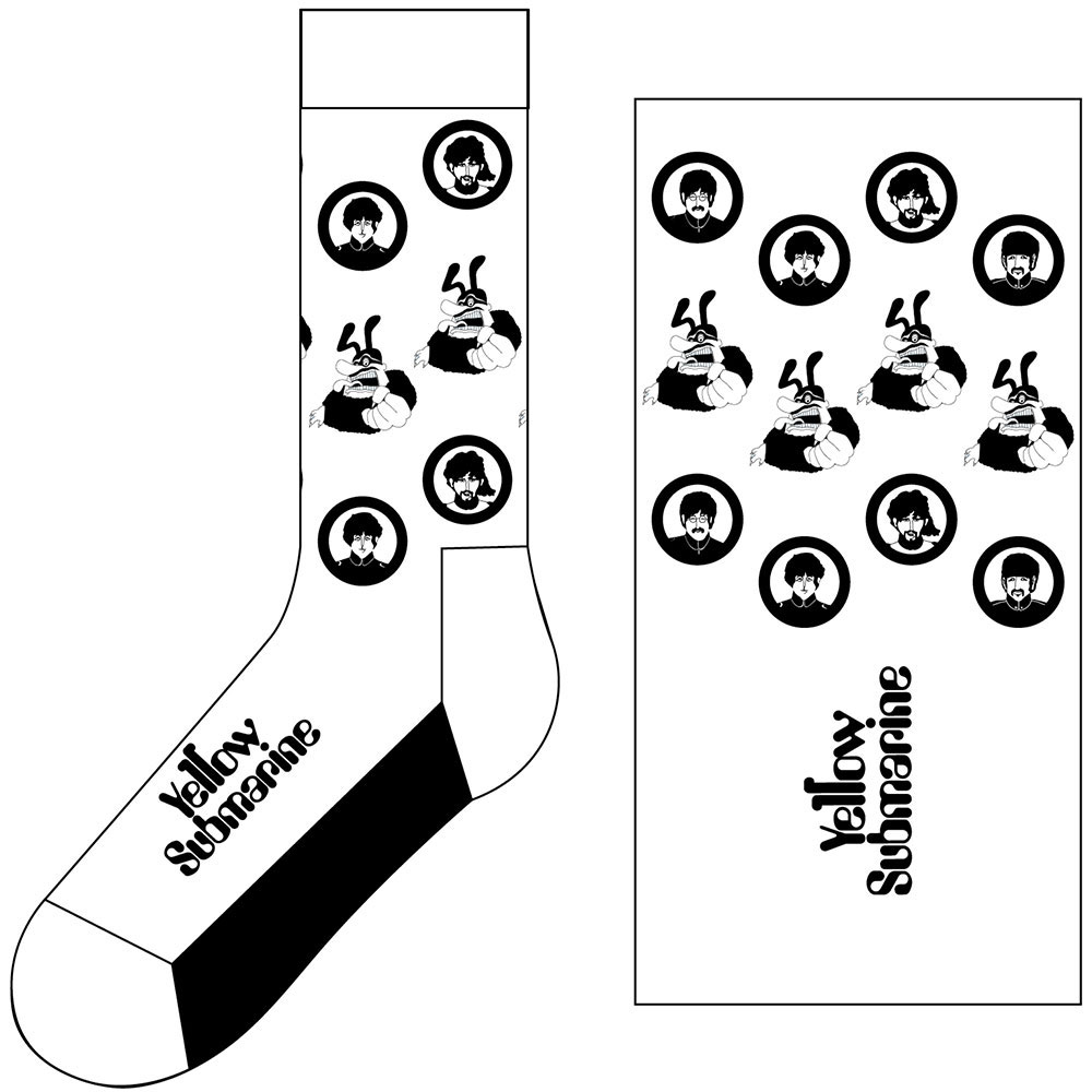 Ponožky The Beatles - Band & Meanies Monochrome, Unisex,Biela,UK 7 - 11