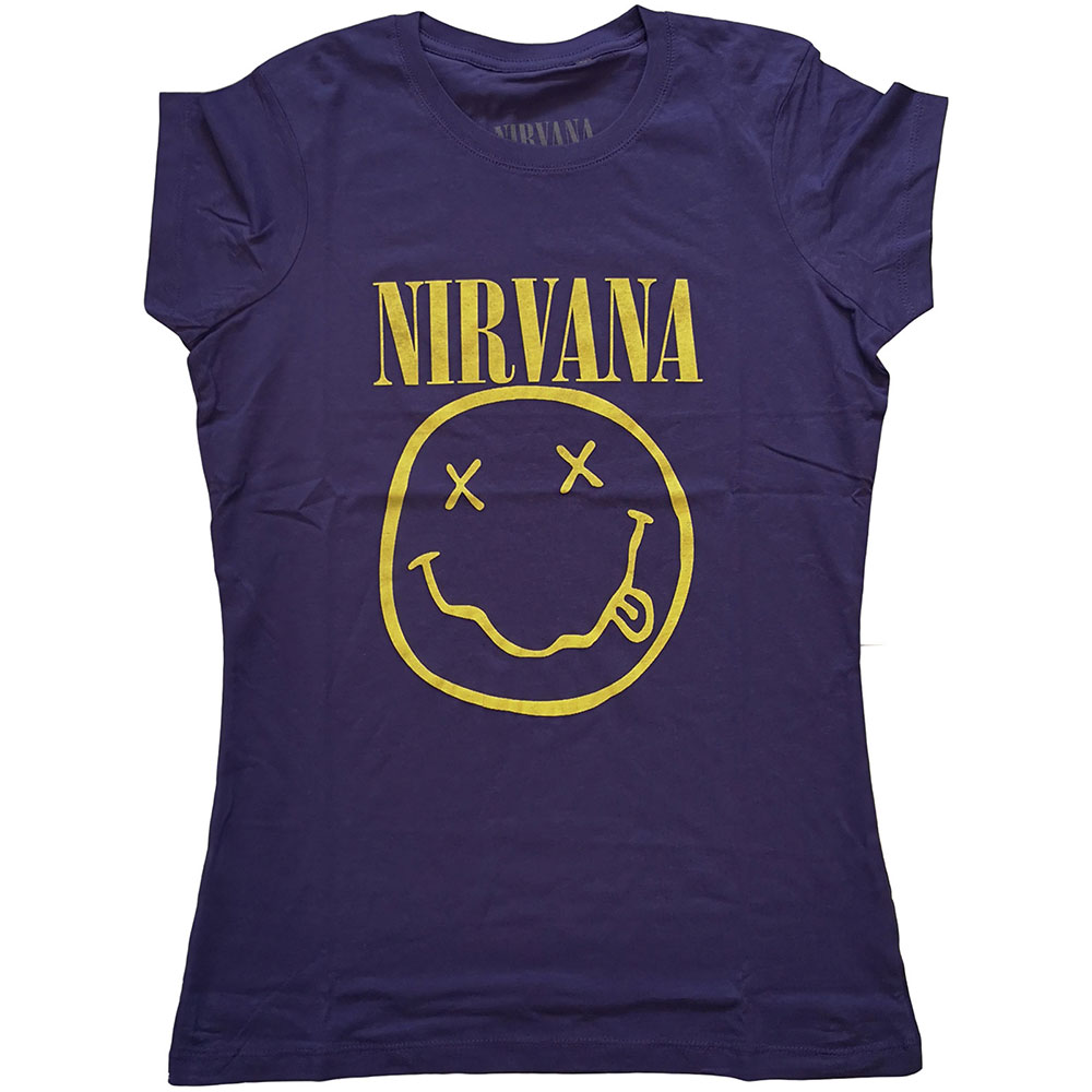 Tričko Nirvana - Yellow Smiley, Žena,Fialová,L