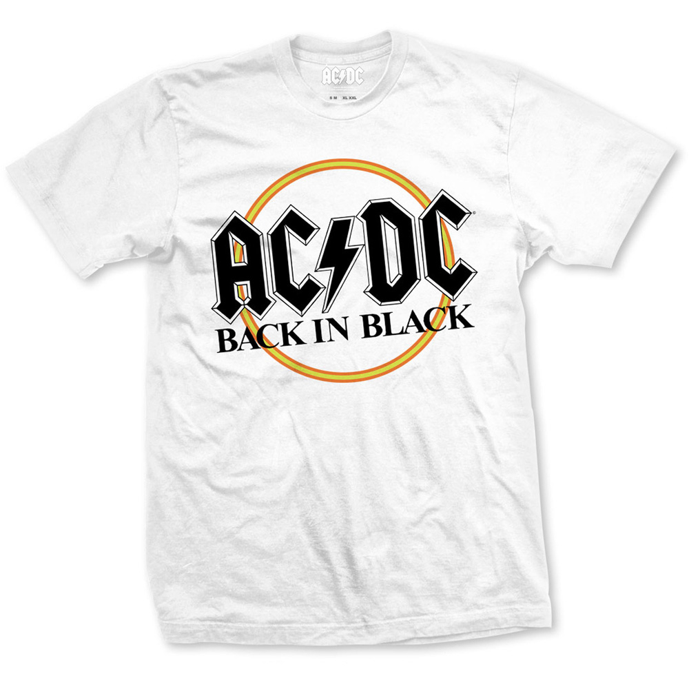 Tričko AC/DC - Back in Black, Unisex,Biela,XXL