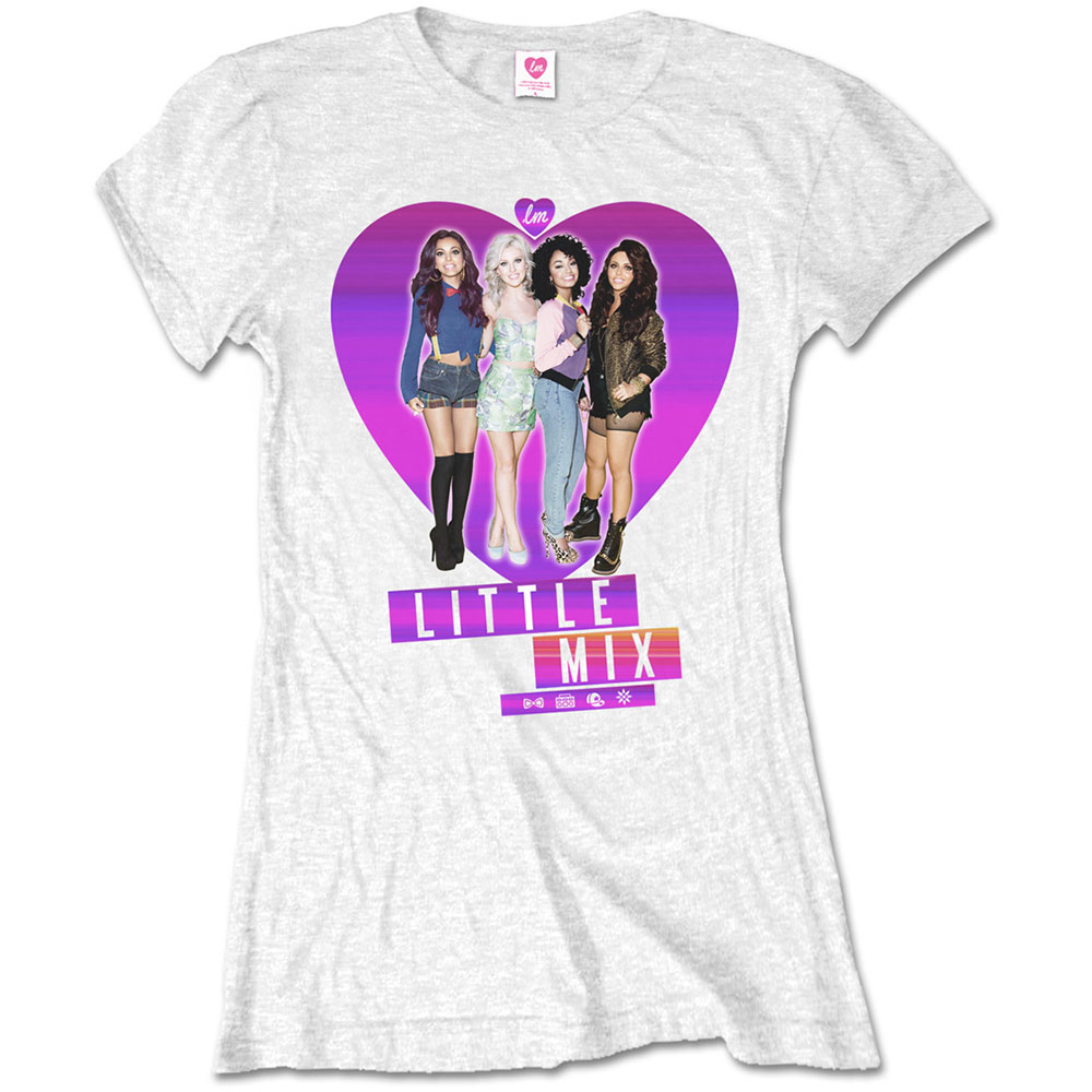 Tričko Little Mix - Gradient Heart, Žena,Biela,XL