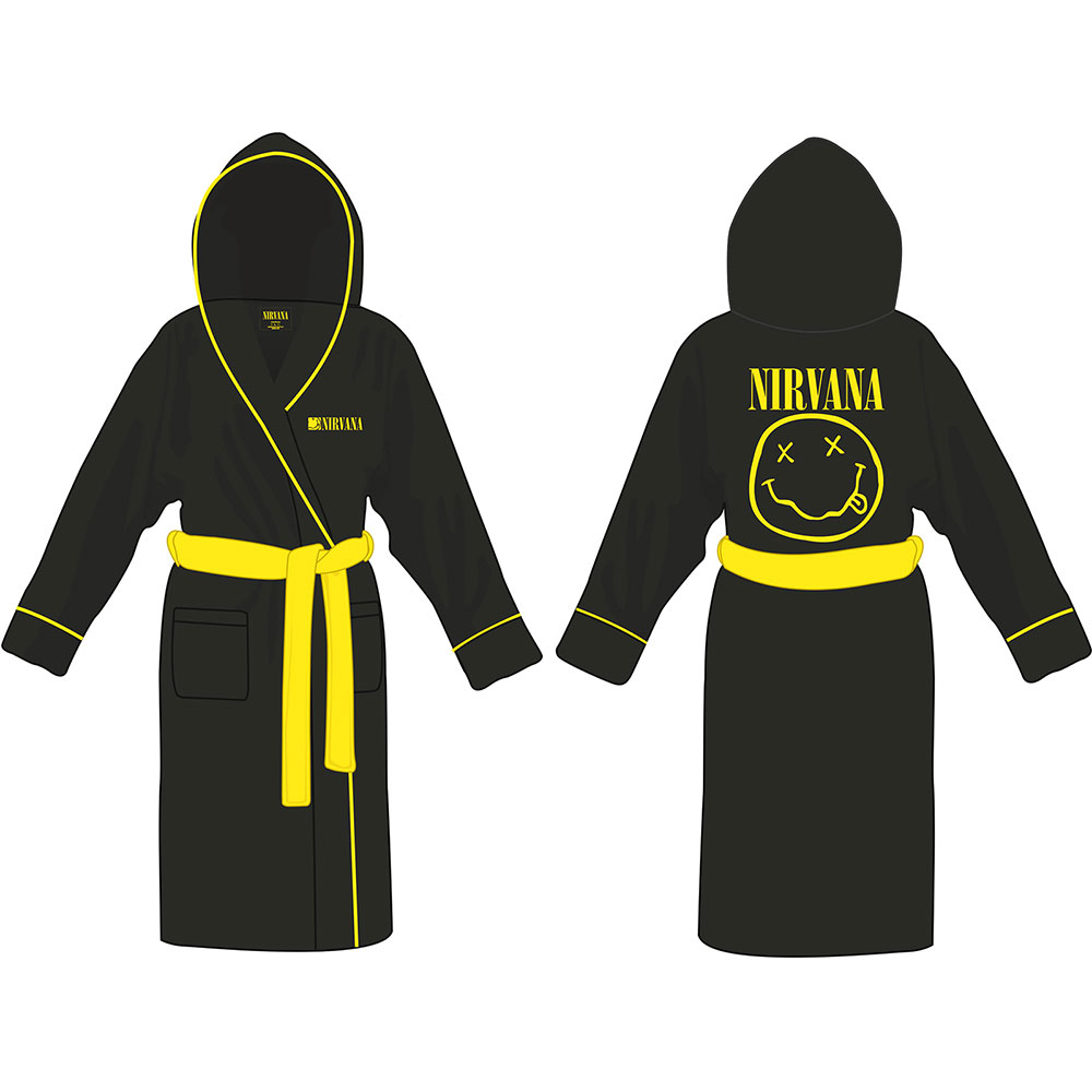 Župan Nirvana - Yellow Smiley, Unisex,Čierna,L/XL