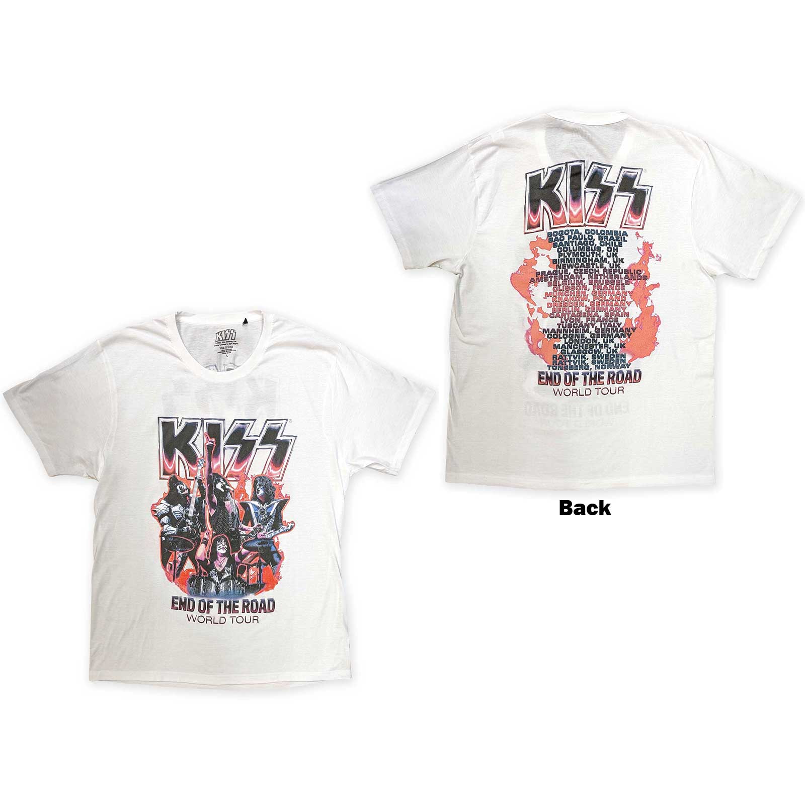 Tričko Kiss - End Of The Road Band Playing, Unisex,Biela,XXL