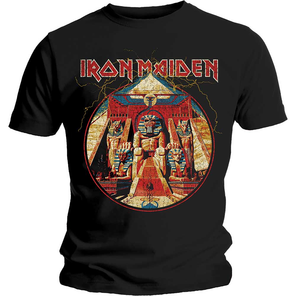Tričko Iron Maiden - Powerslave Lightning Circle, Unisex,Čierna,XXL