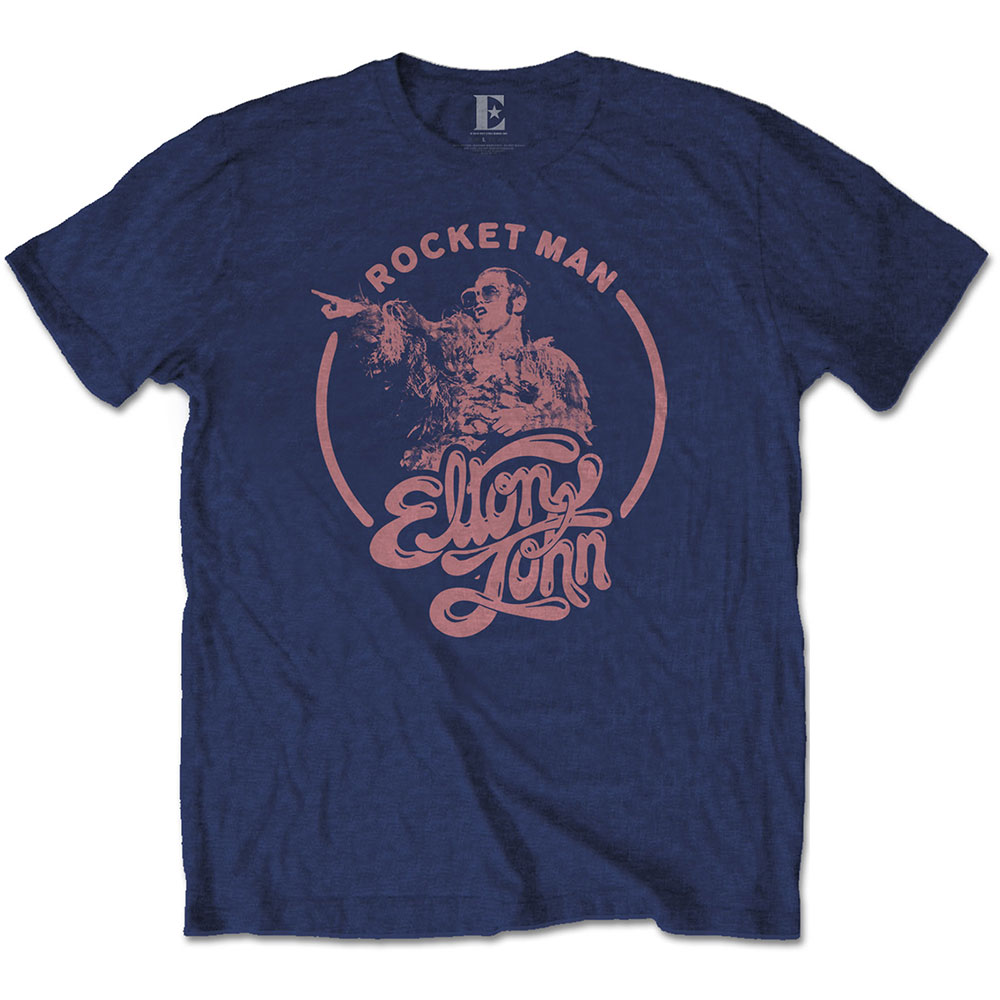 Tričko Elton John - Rocketman Circle Point, Unisex,Modrá,XL