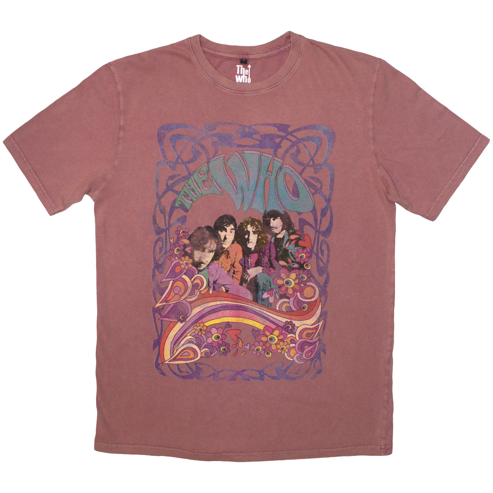 Tričko The Who - Psych Floral, Unisex,Červená,XXL