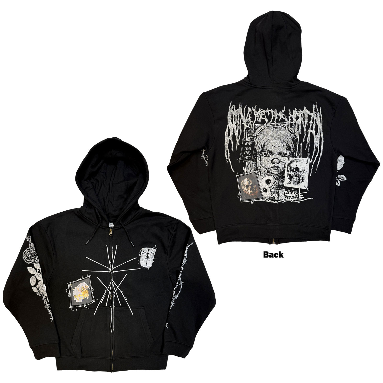 Mikina na zips Bring me the horizon - Nailed Symbol, Unisex,Čierna,XXL