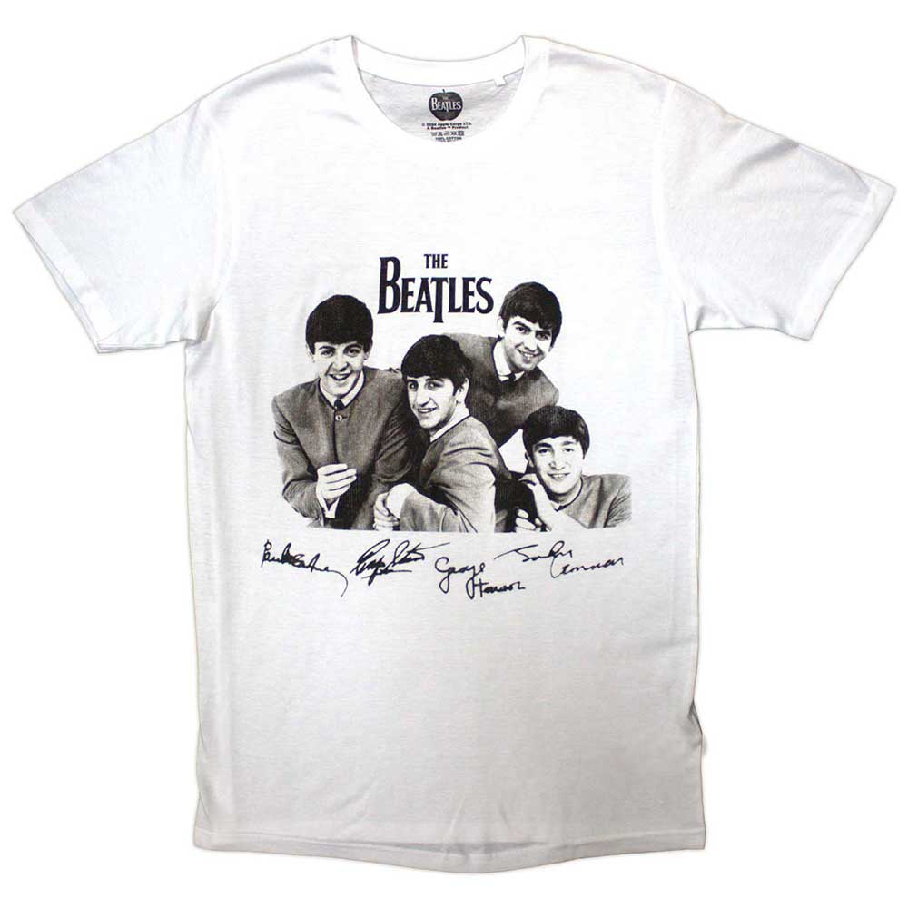 Tričko The Beatles - Mop Tops & Signatures, Unisex,Biela,XXL