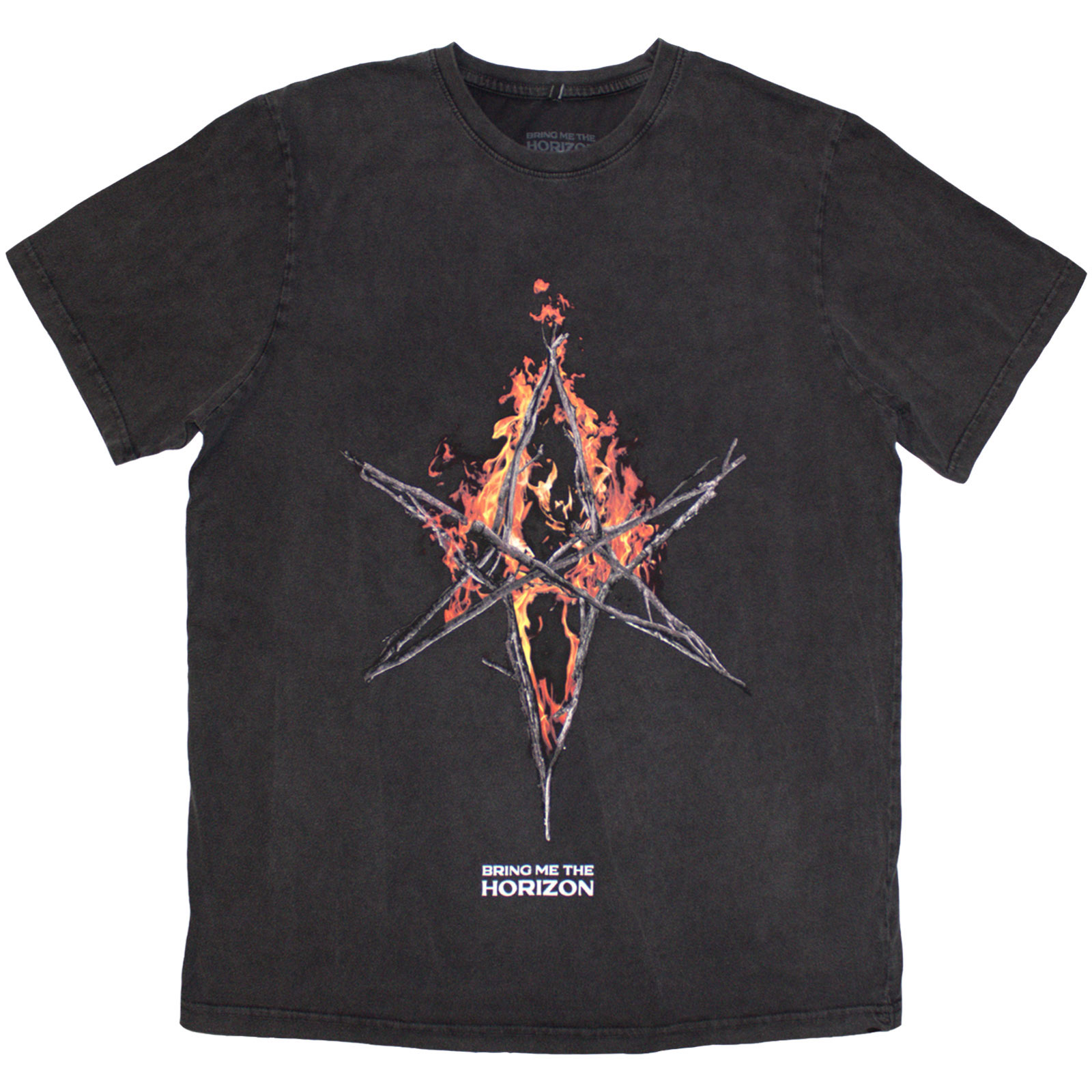 Tričko Bring me the horizon - Flame Hex & Text Logo, Unisex,Šedá,S