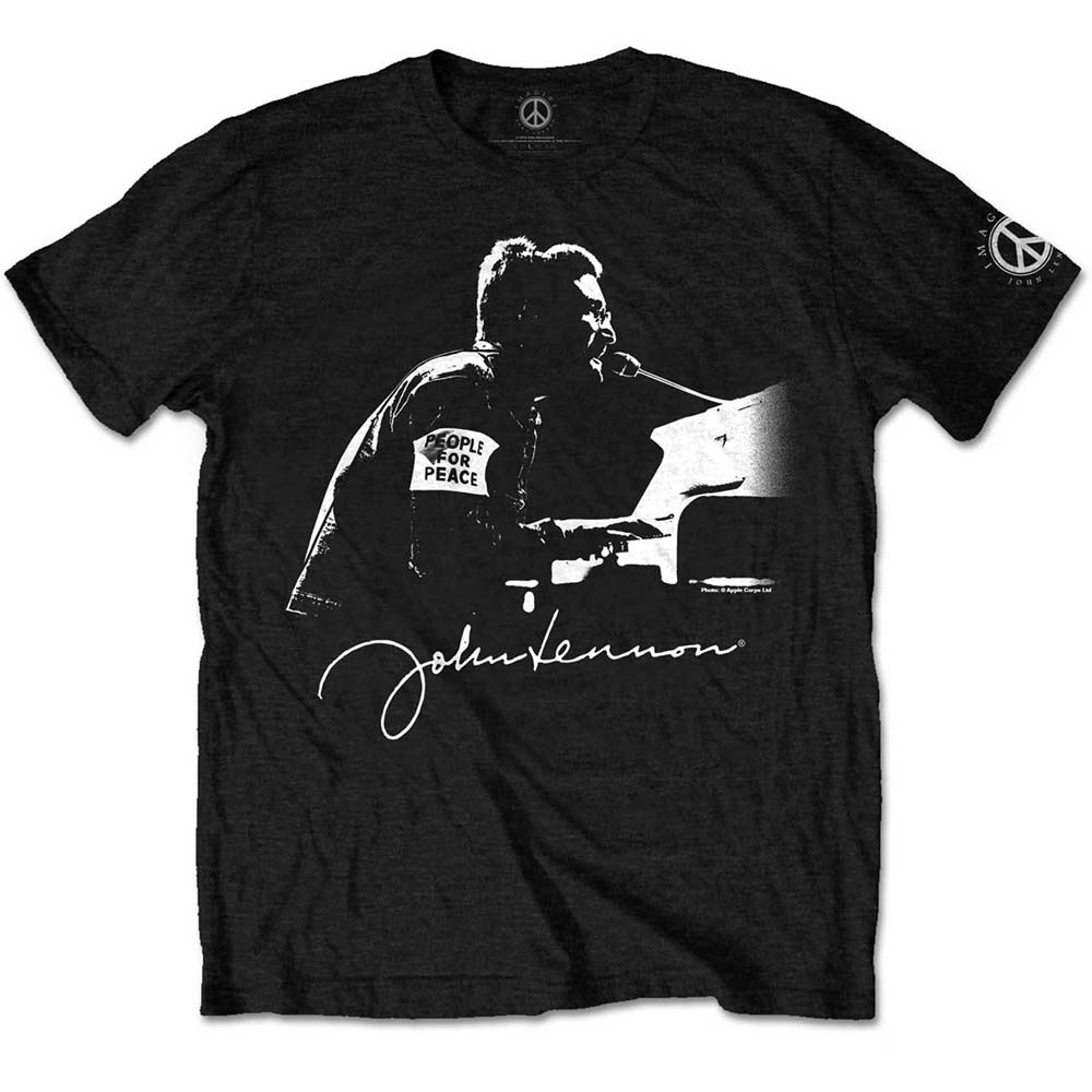 Tričko John Lennon - People for Peace, Unisex,Čierna,XL