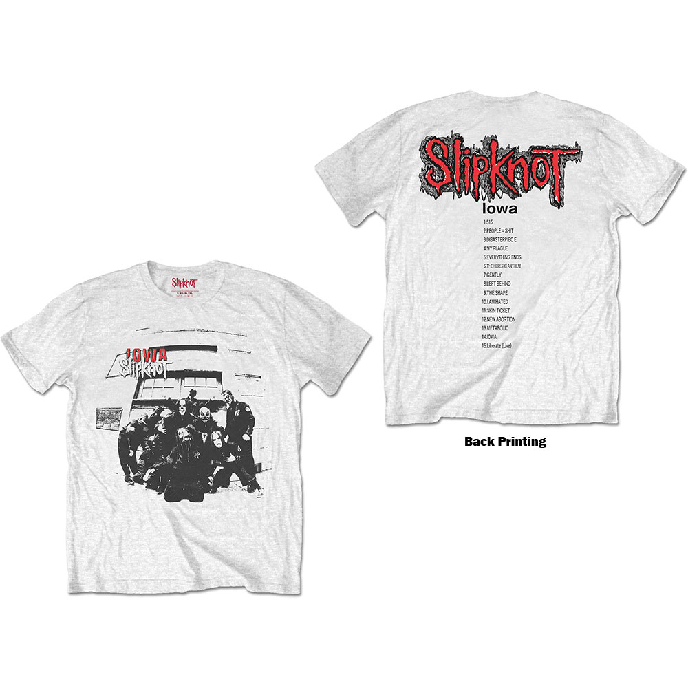 Tričko Slipknot - Iowa Track List, Unisex,Biela,XXL