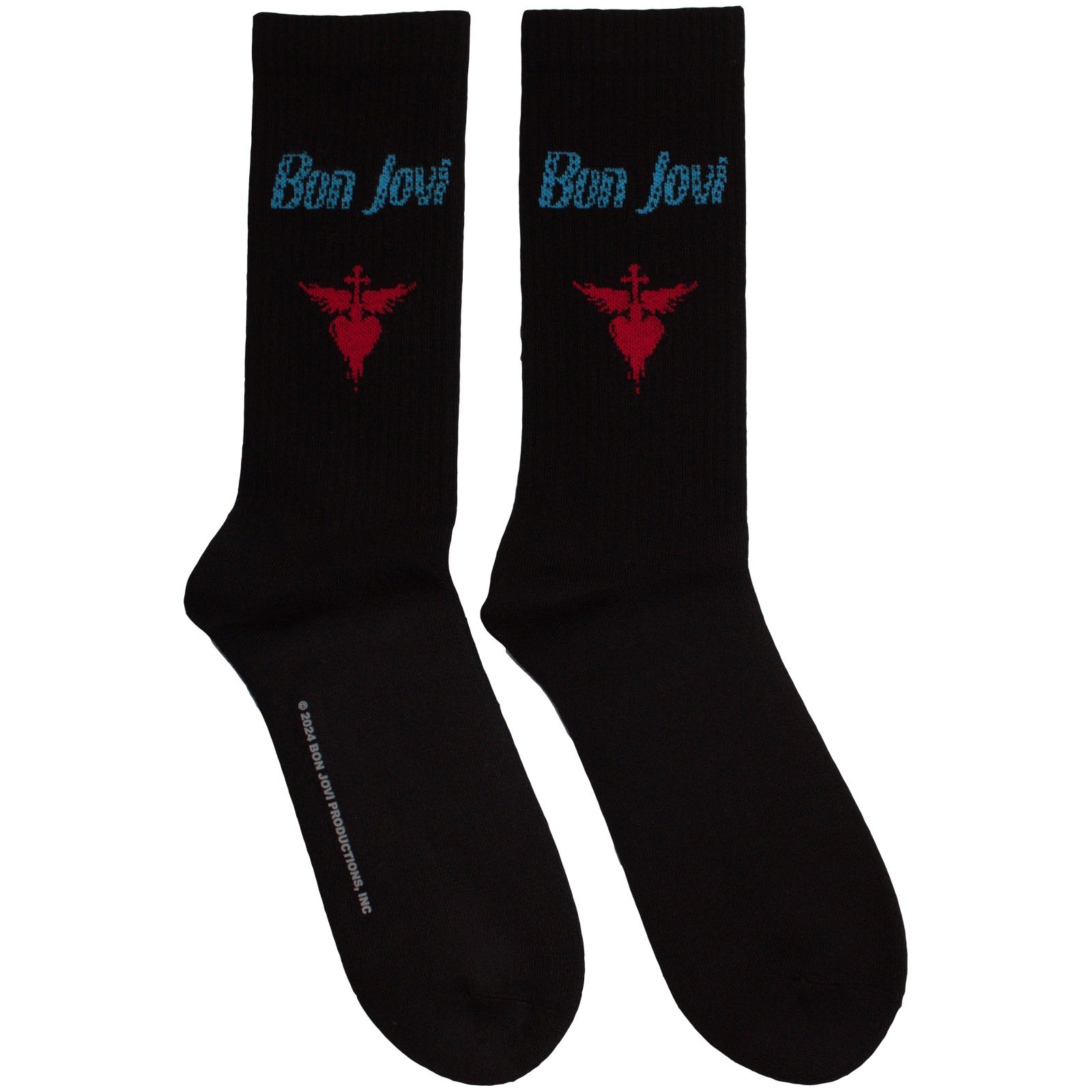 Ponožky Bon Jovi - Dagger Heart Blue Logo, Unisex,Čierna,UK 7 - 11