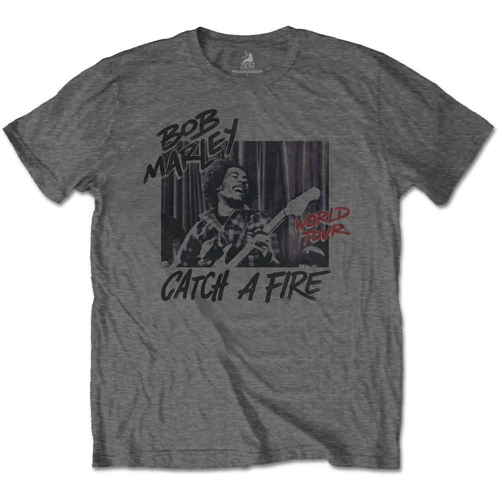 Tričko Bob Marley - Catch A Fire World Tour, Unisex,Šedá,XXL