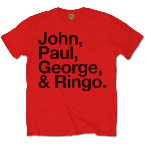 Tričko The Beatles - John, Paul, George & Ringo, Unisex,Červená,XXL