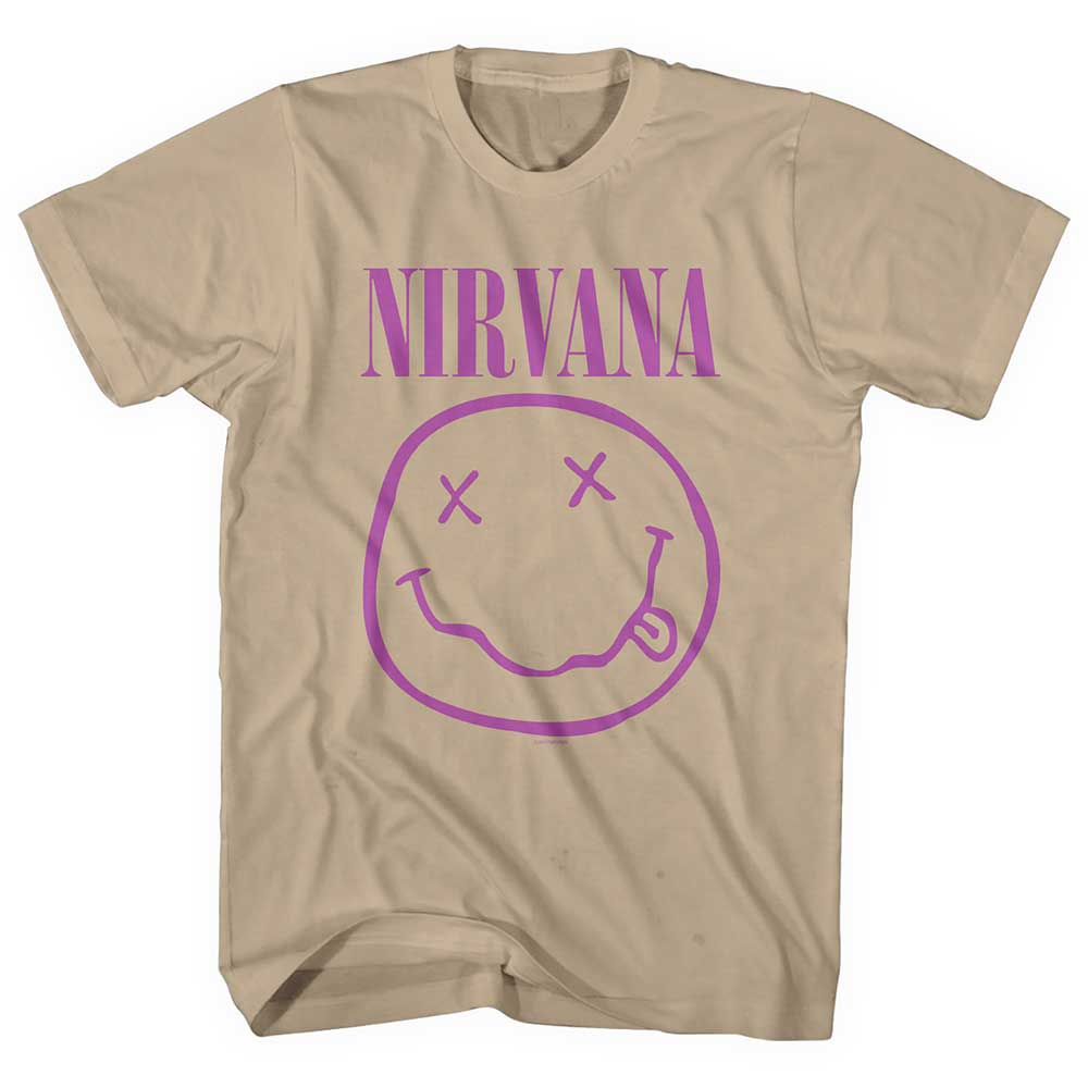 Tričko Nirvana - Purple Smiley, Unisex,Natural,XXL