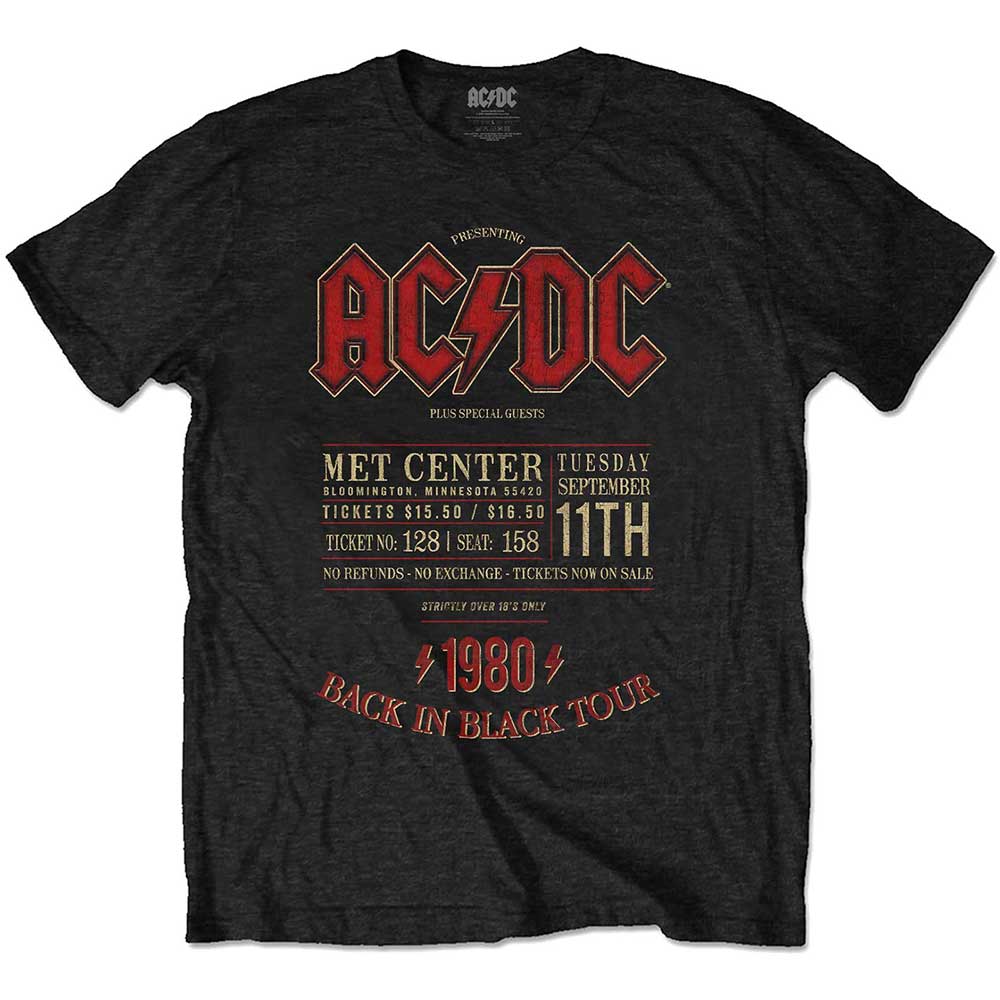 Tričko AC/DC - Minnesota '80, Unisex,Čierna,L