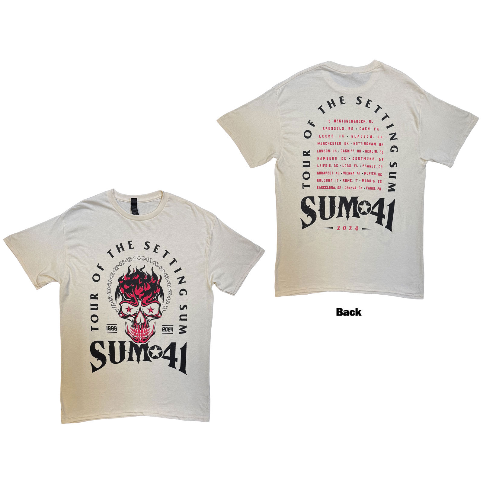 Tričko Sum 41 - Tour '24 Pt.2 Pink Skull, Unisex,Natural,XXL