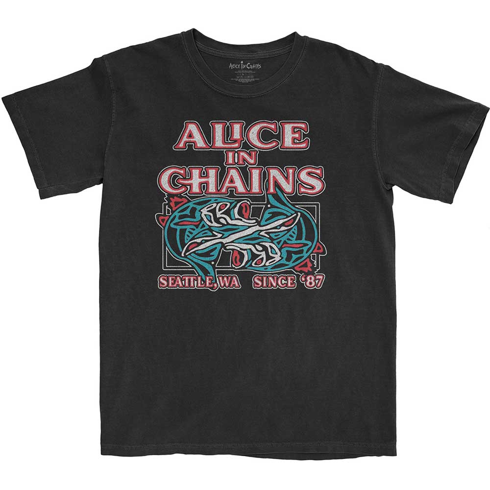 Tričko Alice In Chains - Totem Fish, Unisex,Čierna,XXL
