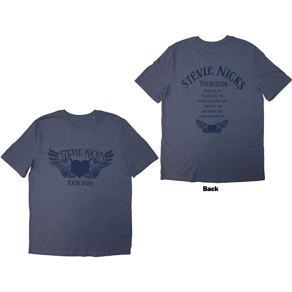 Tričko Stevie Nicks - Tour '24 Winged Heart, Unisex,Modrá,XL