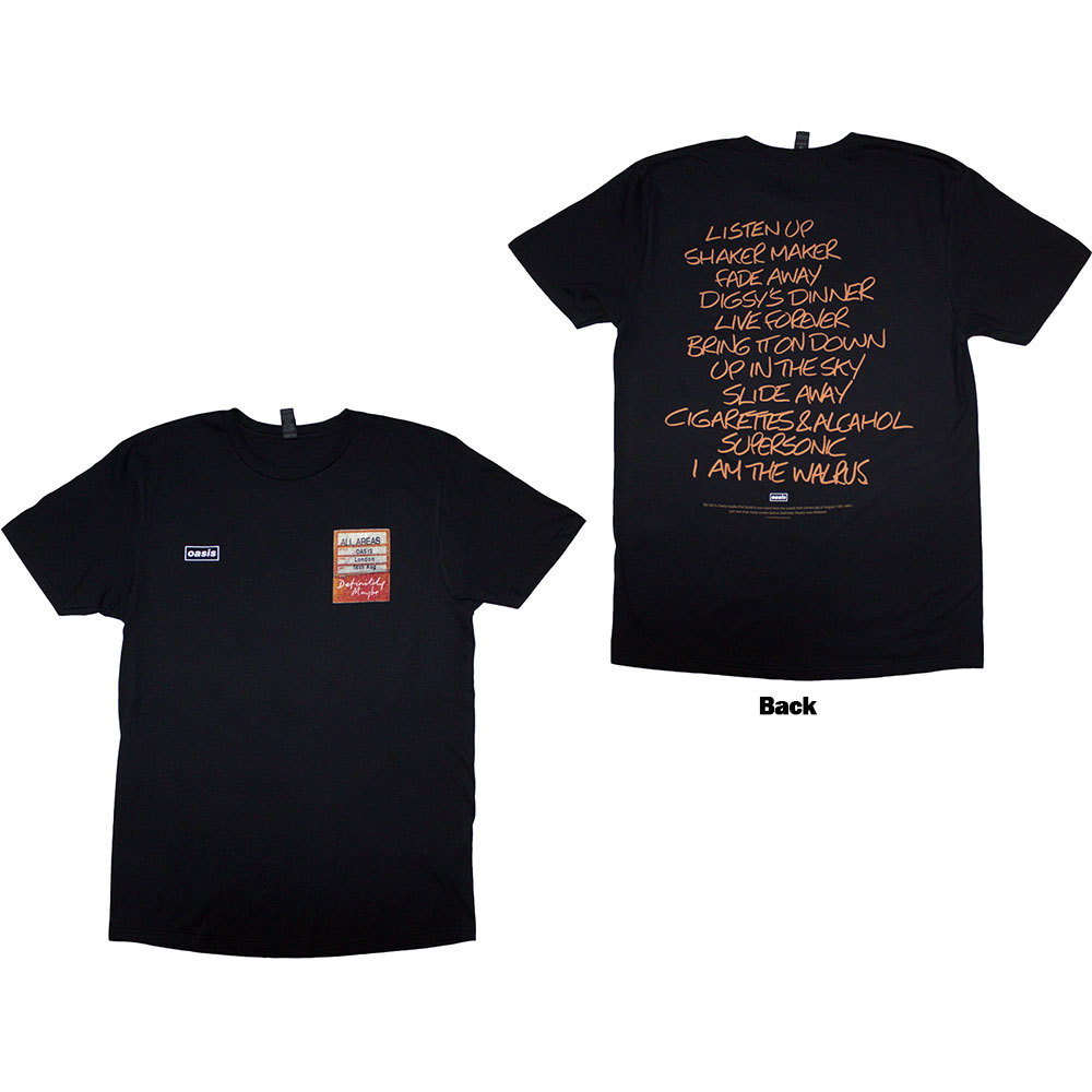 Tričko Oasis - Definitely Maybe AAA Setlist, Unisex,Čierna,XXL