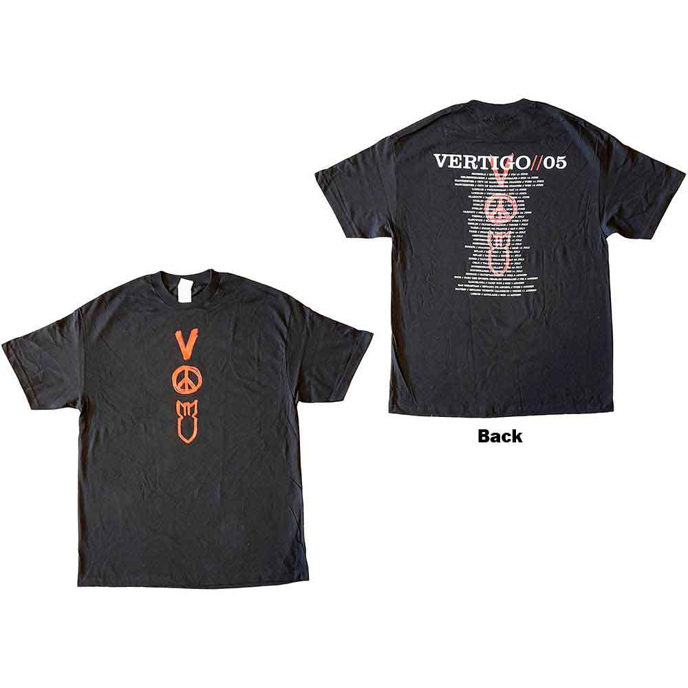Tričko U2 - Vertigo Tour 2005 Symbols, Unisex,Čierna,XL