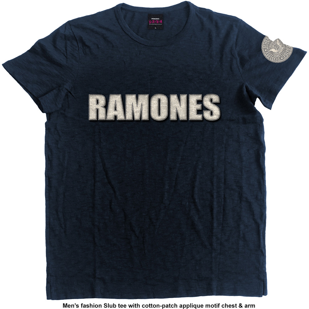 Tričko Ramones - Logo & Presidential Seal, Unisex,Modrá,M