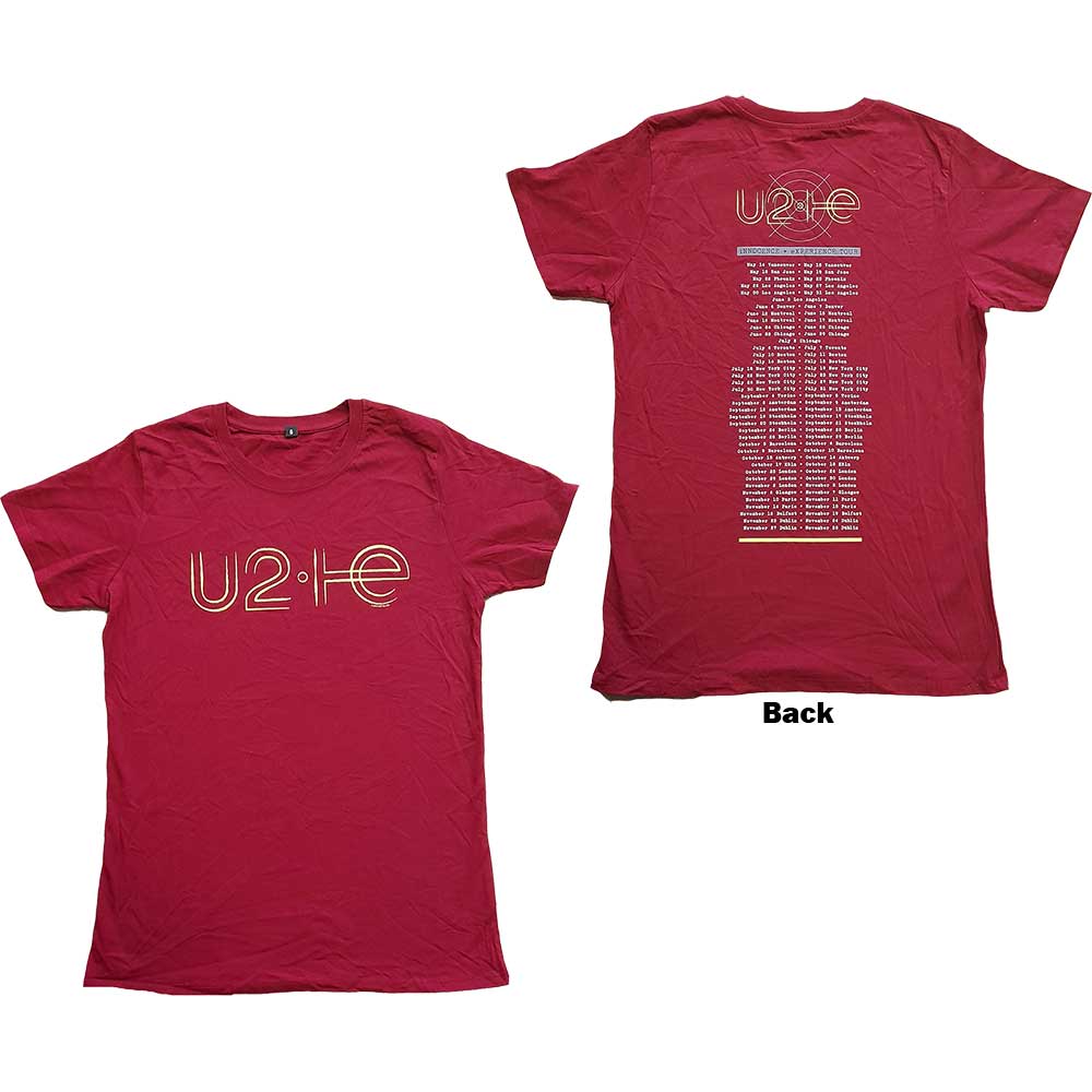Tričko U2 - I+E 2015 Tour Dates, Unisex,Červená,L
