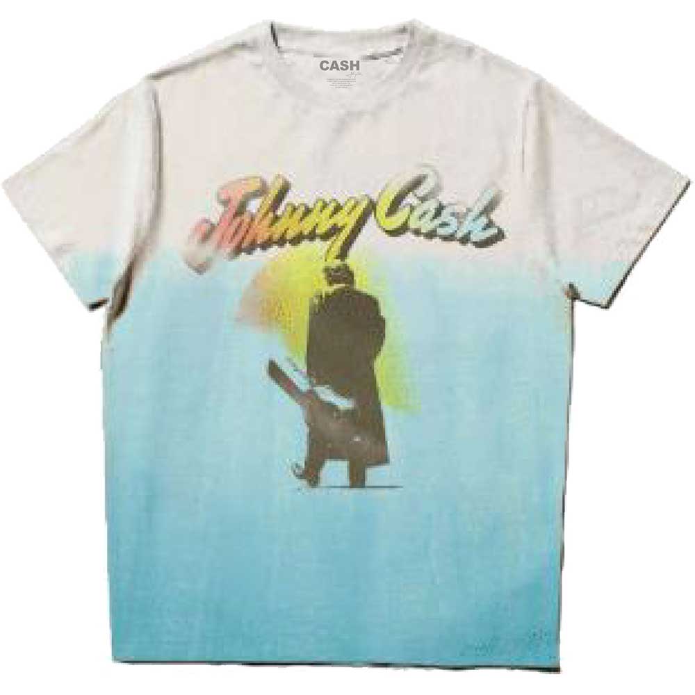 Tričko Johnny Cash - Walking Guitar, Unisex,Modrá,XXL
