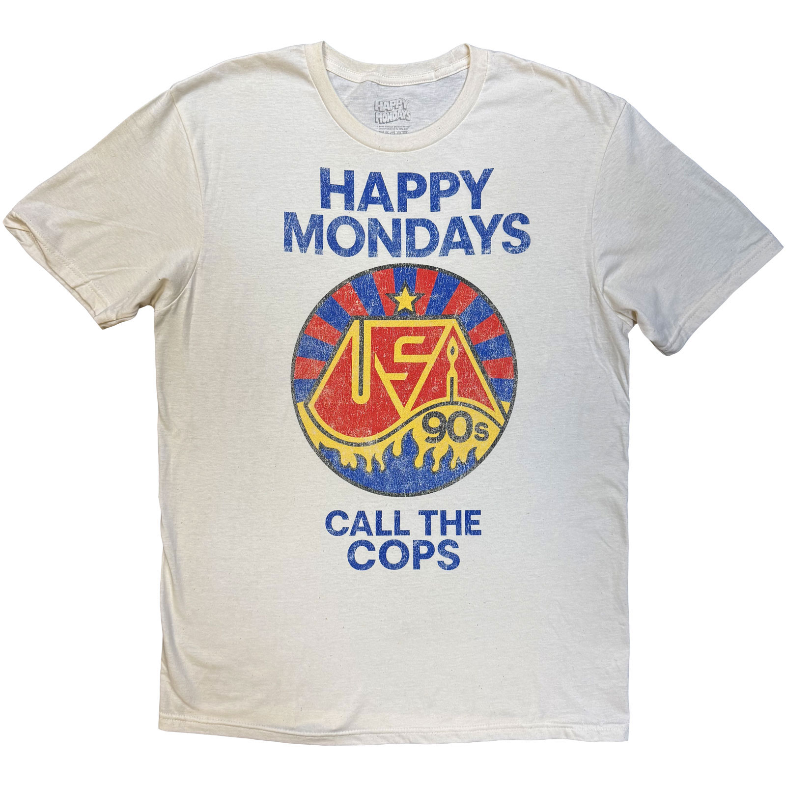 Tričko Happy Mondays - Call The Cops, Unisex,Natural,XXL