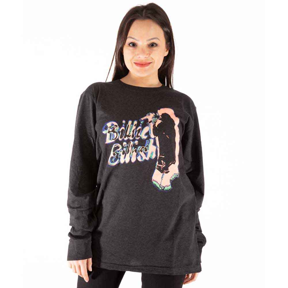 Tričko s dlhým rukávom Billie Eilish - Neon Silhouette, Unisex,Šedá,XL
