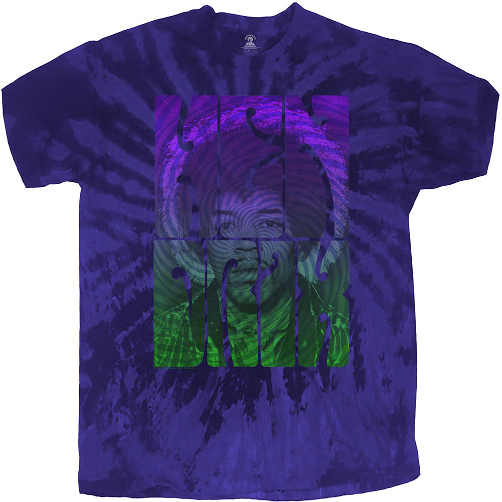 Tričko Jimi Hendrix - Swirly Text, Unisex,Modrá,M