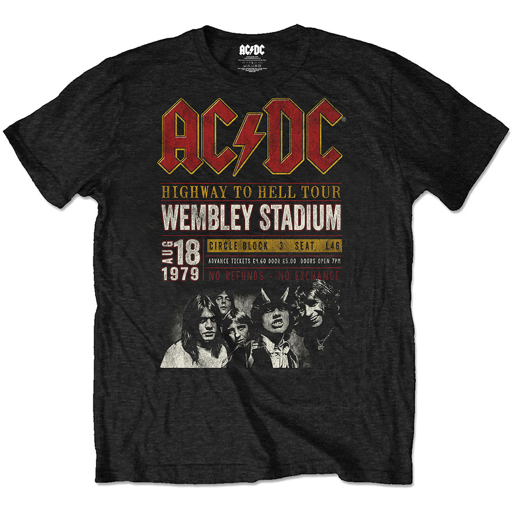 Tričko AC/DC - Wembley '79, Unisex,Čierna,L