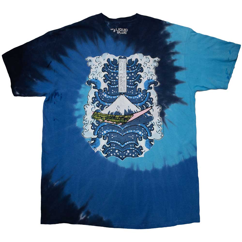 Tričko Nick Mason's Saucerful of Secrets - Hokusai Wave Dip Dye, Unisex,Modrá,3XL
