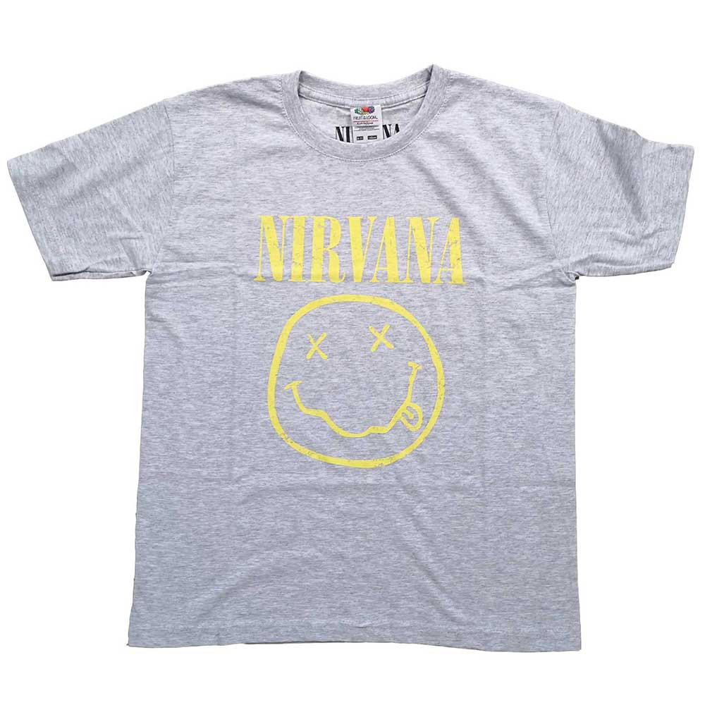 Tričko Nirvana - Yellow Smiley, Dieťa,Šedá,12 – 14 rokov