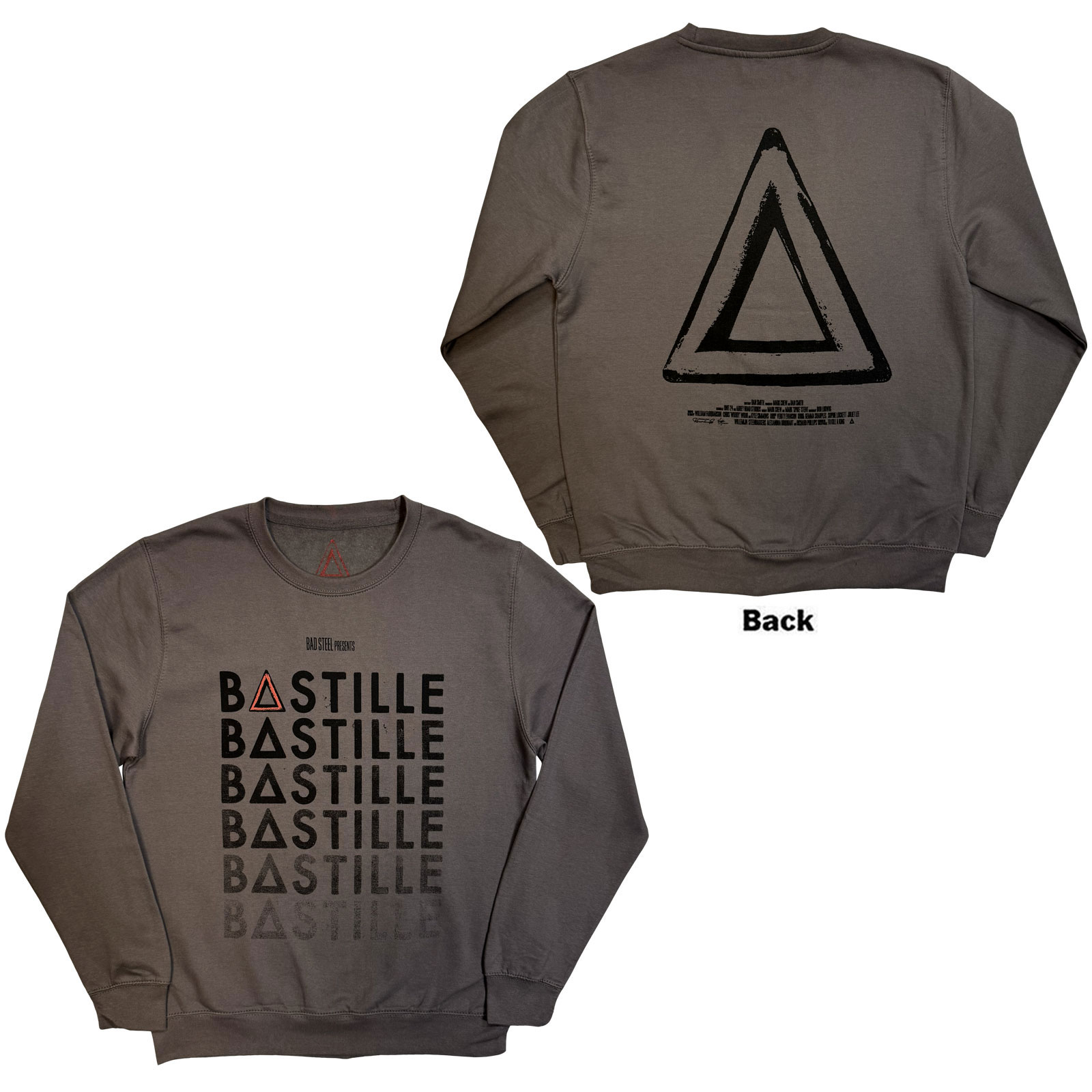 Crewneck Bastille - Repeat Logo, Unisex,Šedá,L