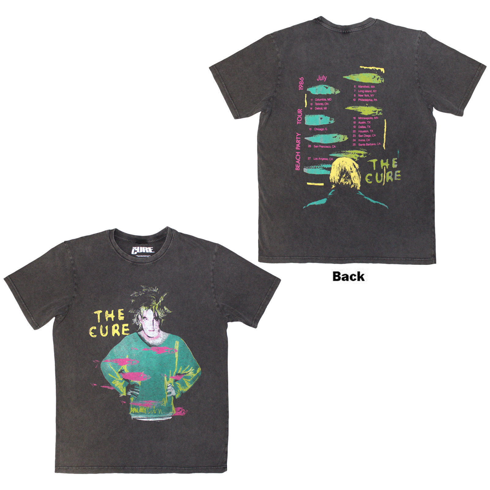 Tričko The Cure - Beach Party Tour '86, Unisex,Šedá,XXL